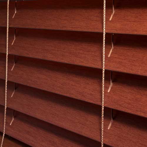 Closeup of Lake Forest Premium faux wood blinds