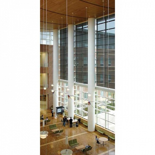 Solar shades in a large atrium space