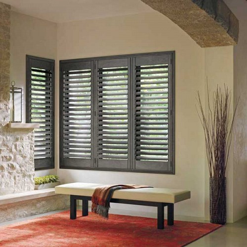Stained wood shutters