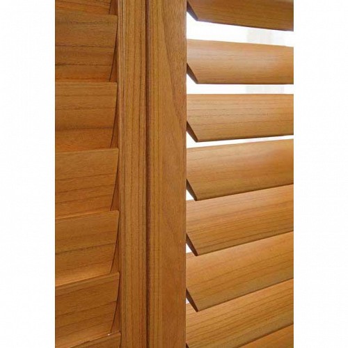 Close-up view of wood shutters